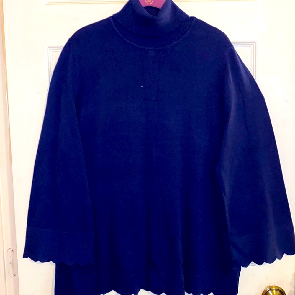 ISAACMIZRAHILIVE SZ XL NWOT . Turtleneck Royal Blue.